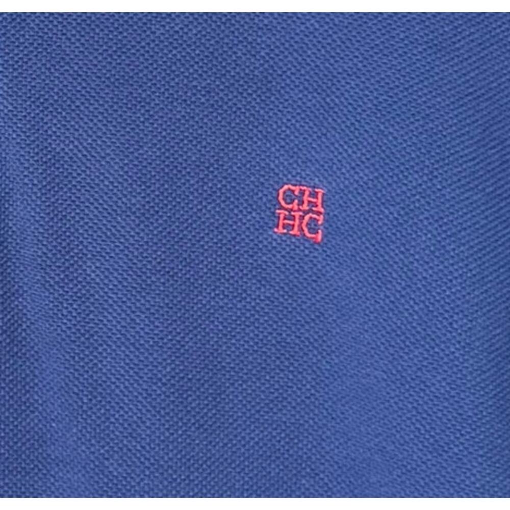 Carolina Herrera Logo Polo Shirt Long Sleeves M Navy Blue 100% Cotton - Picture 6 of 6